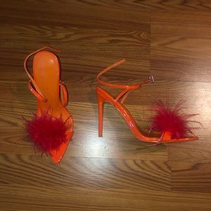 Orange Stiletto Strap Sandal